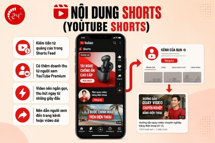Làm Youtube Shorts để kiếm tiền trên Youtube