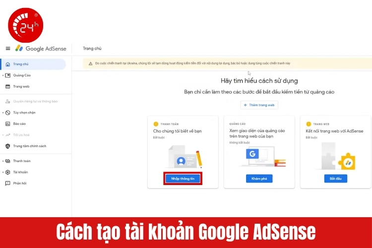Tạo tài khoản Google AdSense B4