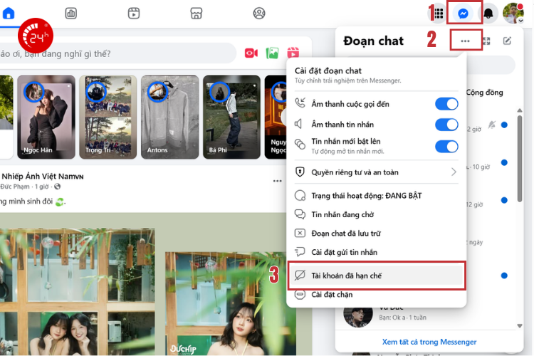 cách bỏ hạn chế tin nhắn messenger trên máy tính
