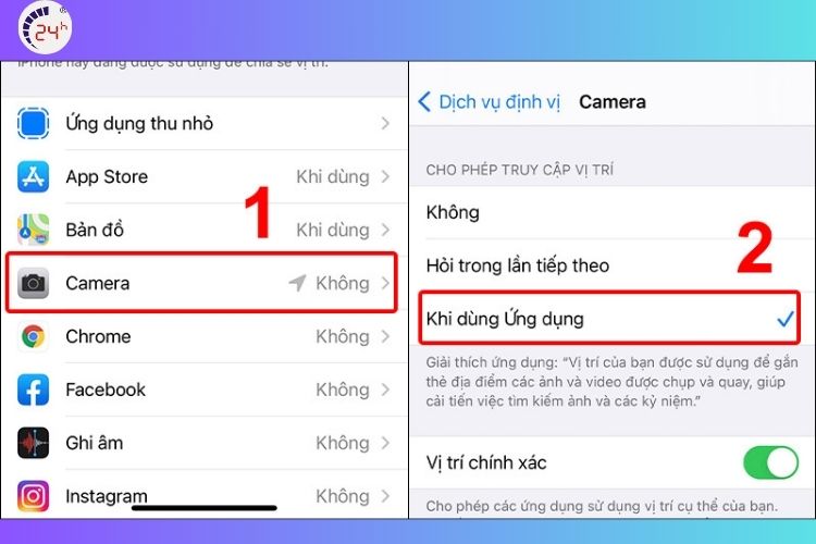 Bước 3 của cách chụp ảnh có định vị trực tiếp trên iPhone