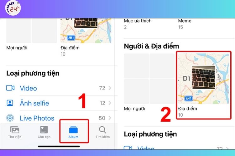 Bước 1 của cách xem lại ảnh định vị trực tiếp trên iPhone