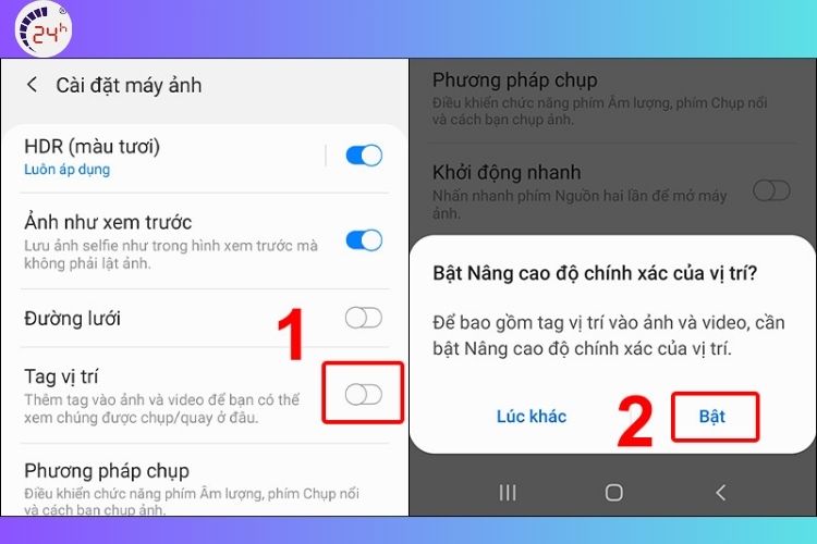 Bước 2 của cách chụp ảnh có định vị trực tiếp trên Android