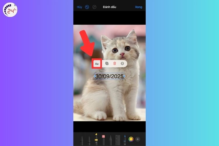 Nhấn vào biểu tượng “Aa” để thay đổi tùy chỉnh định dạng 