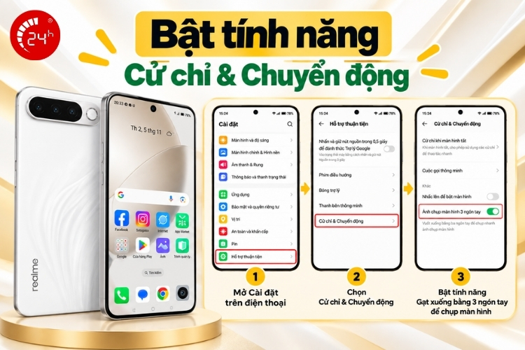 Cách chụp màn hình điện thoại Realmem