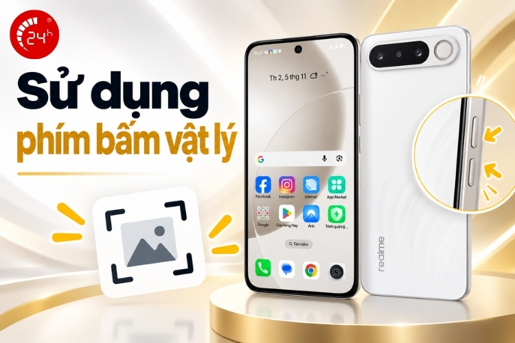 Sử dụng phím bấm vật lý chụp màn hình điện thoại Realme