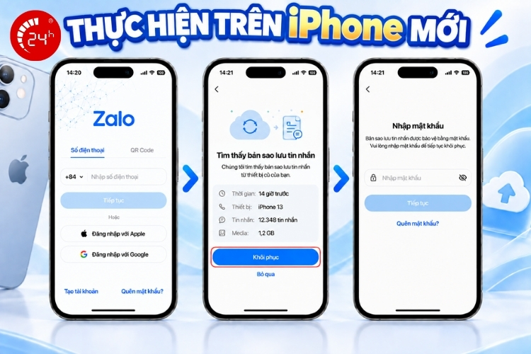 Chuyển tín nhắn Zalo trên iPhone mới