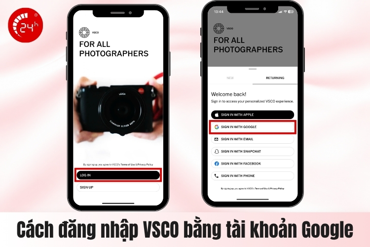 Cách đăng nhập VSCO với Google B1