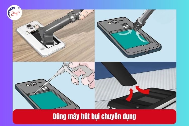 Dùng máy hút bụi chuyên dụng để thực hiện đẩy nước ra khỏi loa iPhone