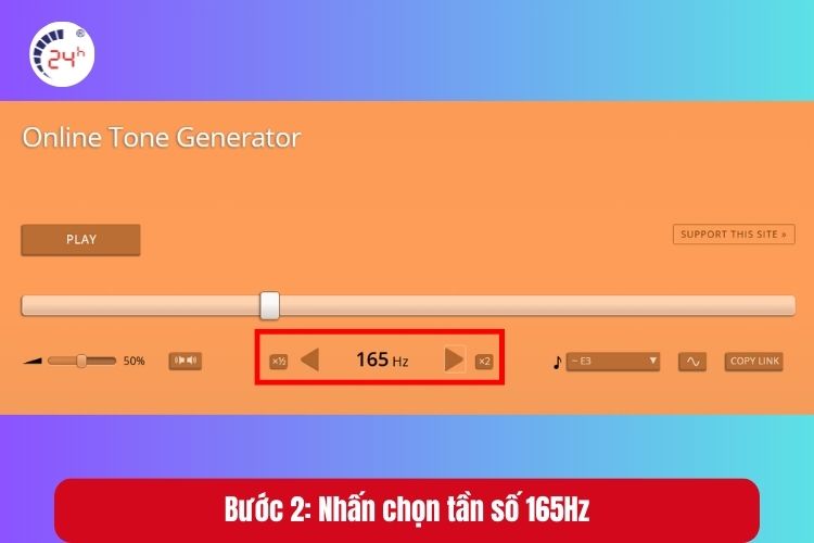 Bước 2: Nhấn chọn tần số 165Hz hoặc trong khoảng 50Hz đến 250Hz