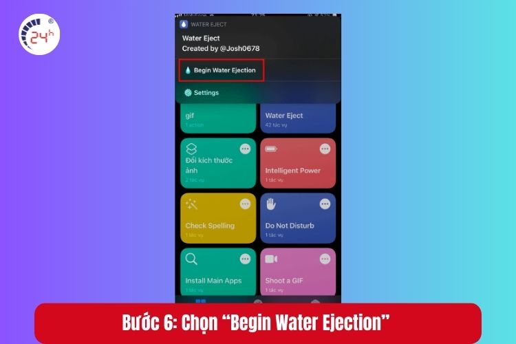 Bước 6: Chọn “Begin Water Ejection” để khởi chạy cách đẩy nước ra khỏi loa iPhone