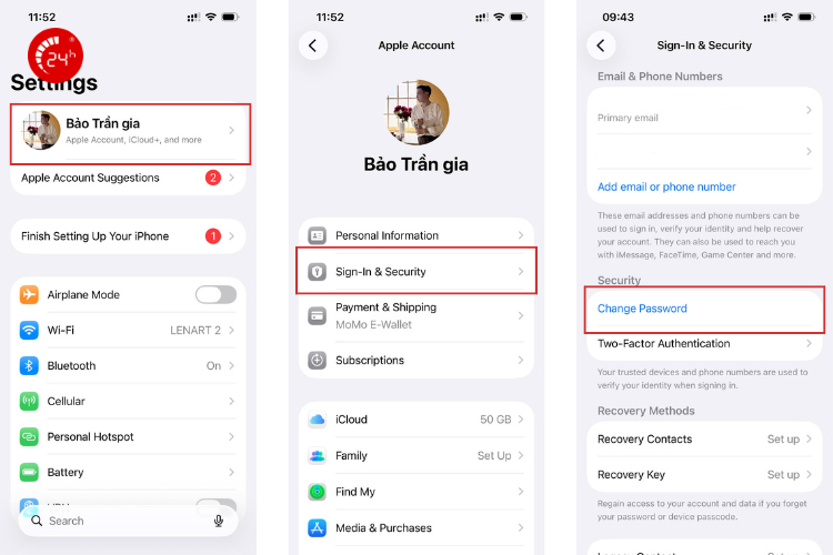 cách đổi mật khẩu icloud bằng iphone, ipad