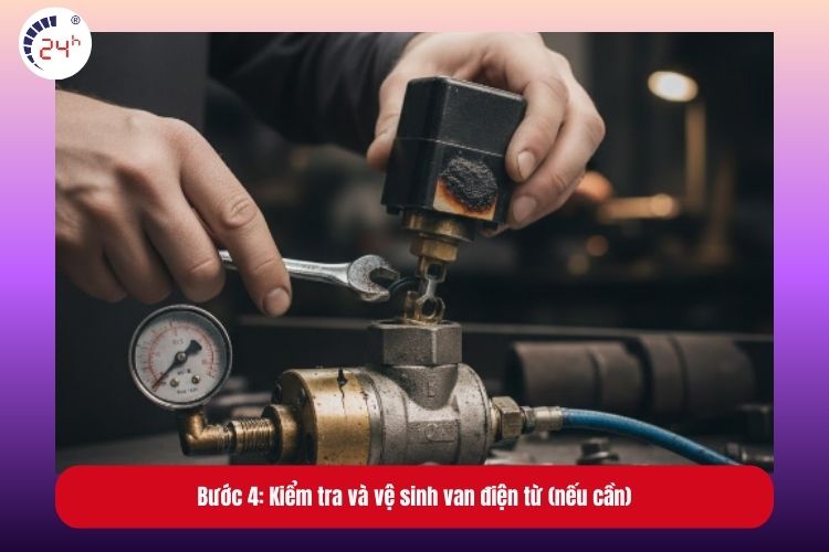 Bước 4: Kiểm tra và vệ sinh van điện từ (nếu cần)
