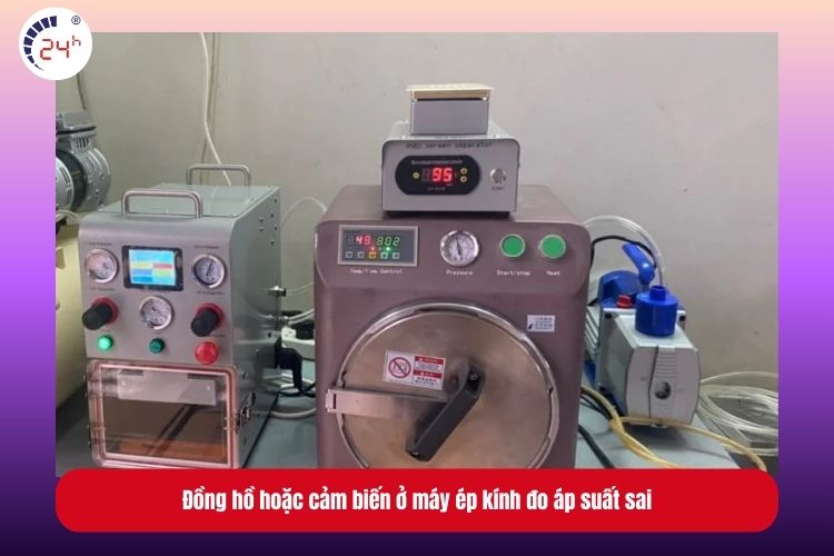 Đồng hồ hoặc cảm biến ở máy ép kính đo áp suất sai