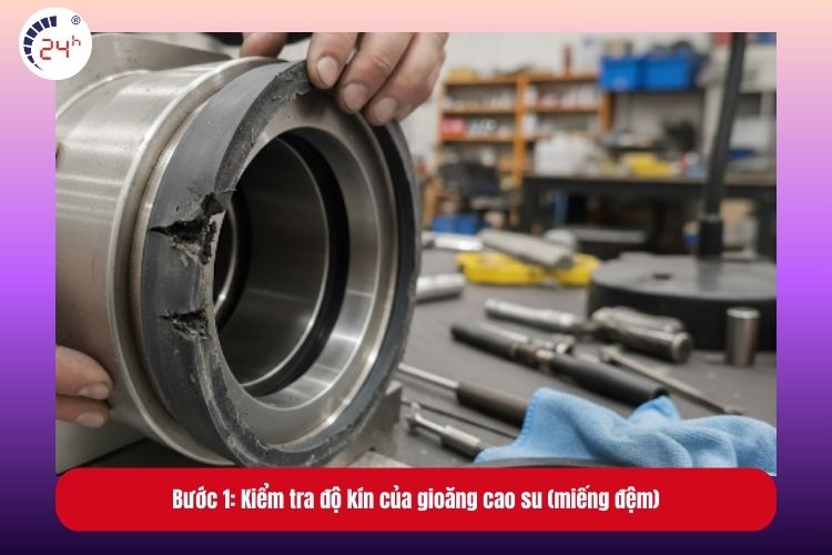 Bước 1: Kiểm tra độ kín của gioăng cao su (miếng đệm)