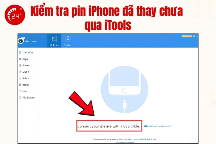 Kiểm tra pin dịch vụ iPhone bằng iTools B2