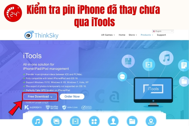 Kiểm tra pin iPhone bằng iTools B1