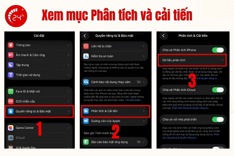 Kiểm tra pin iPhone thay chưa Analytics Data B1