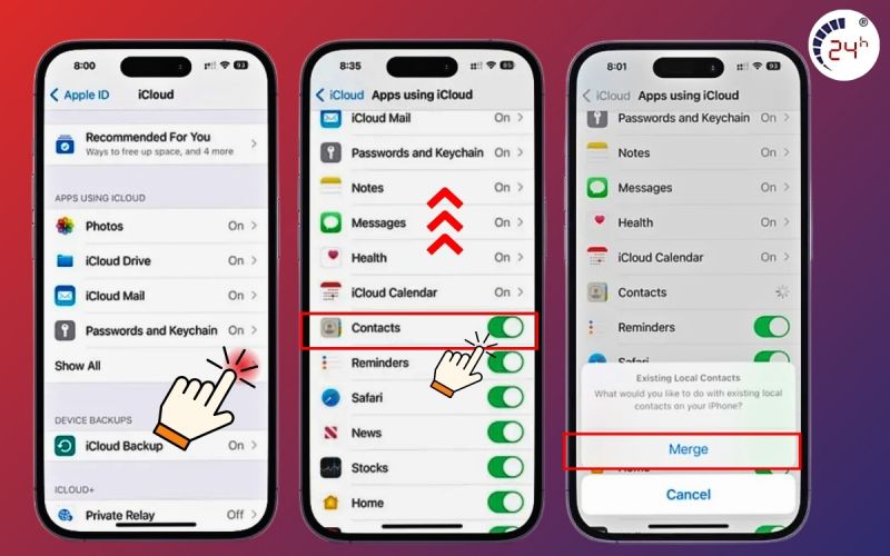 Cách lấy lại danh bạ trên iPhone qua iCloud