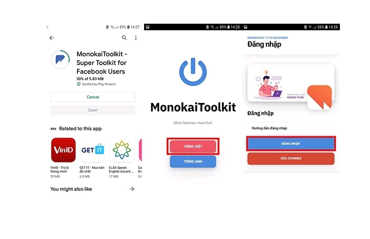 Bạn cần cài đặt app MonokaiToolkit trước khi tiến hành lọc bạn bè