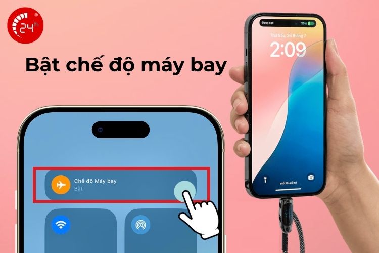 Bật chế độ máy bay khi sạc pin cho iPhone
