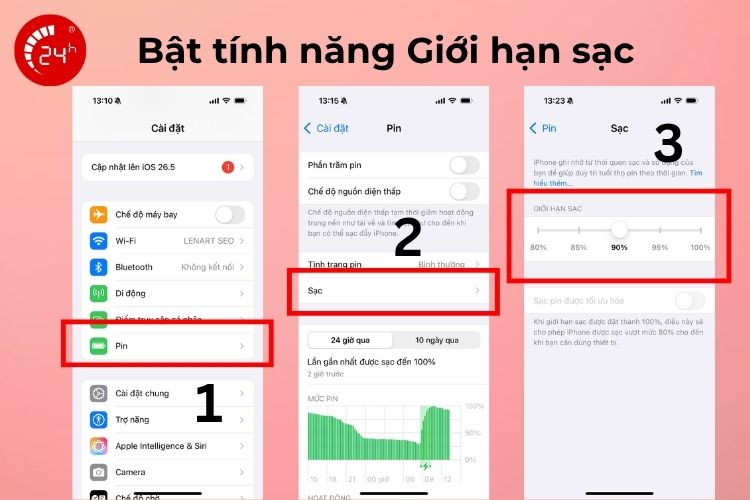 Bật tính năng giới hạn sạc giúp sạc pin nhanh