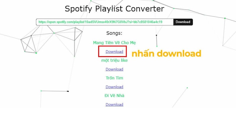 Đến trang web hỗ trợ tải nhạc Spotify Playlist Converter