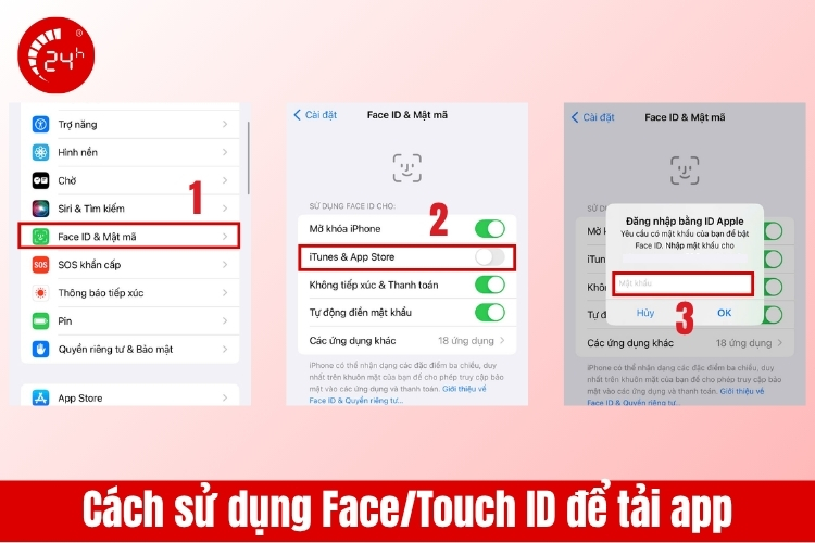Cách sử dụng Face/Touch ID để tải ứng dụng