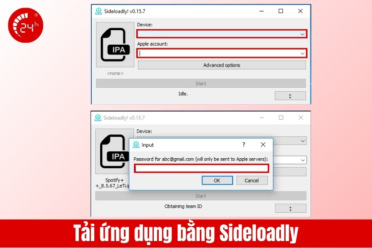 Dùng Sideloadly tải app không cần pass ID Apple B2