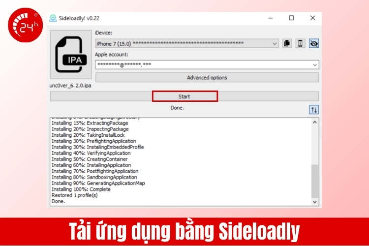 Dùng Sideloadly tải app không cần pass ID Apple B3