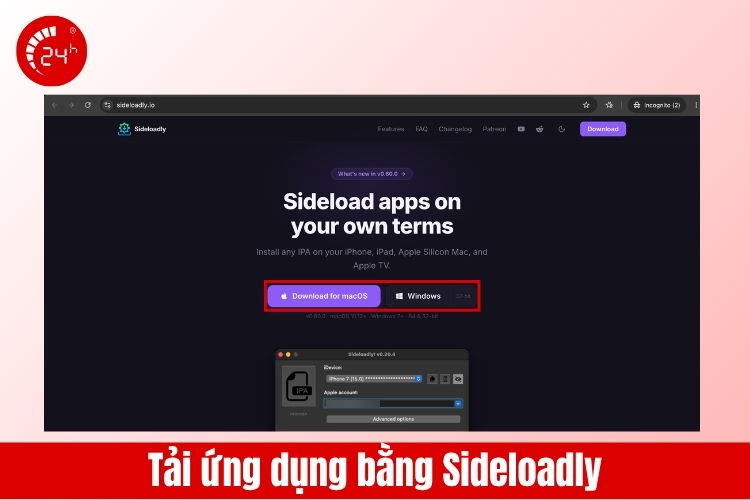 Dùng Sideloadly tải app không cần pass ID Apple
