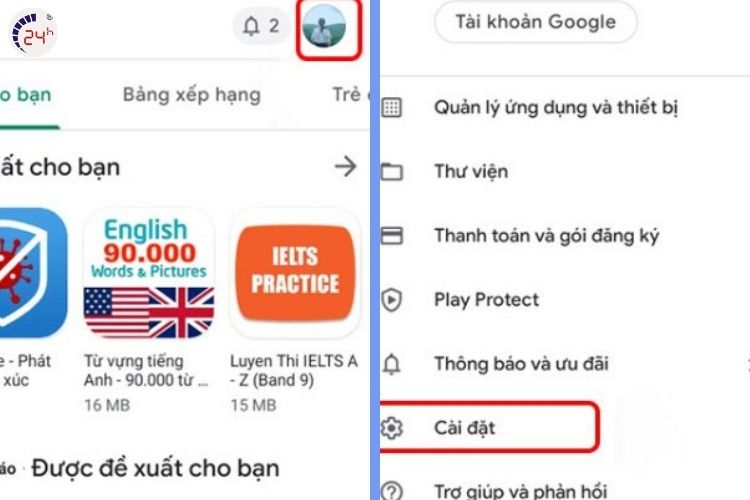 Bước 1 của tắt cập nhật ứng dụng Youtube cho Android