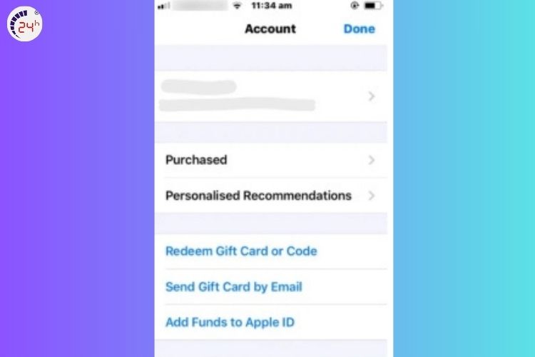 Nhấn vào biểu tượng hồ sơ ở góc trên bên phải để điều hướng đến trang Account.