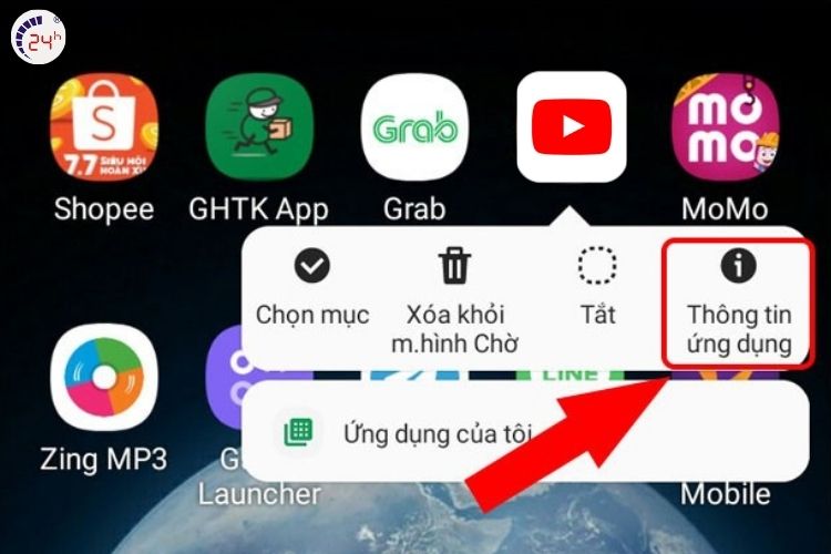Bước 1 của tắt cập nhật cho riêng ứng dụng Youtube cho Android