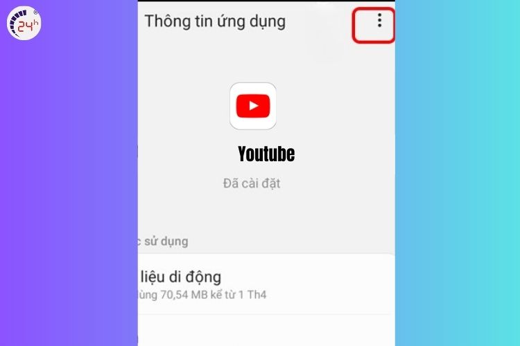 Bước 2 của tắt cập nhật cho riêng ứng dụng Youtube cho Android