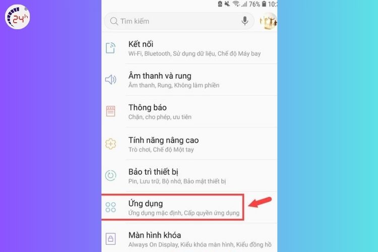 Bước 1 của bật tính năng cài đặt ứng dụng từ nguồn không xác định trên Android 8 trở lên