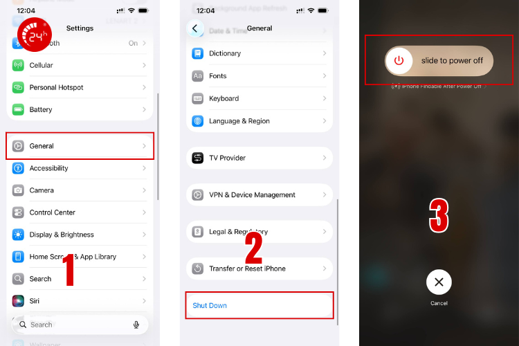 cách tắt nguồn iphone trong cài đặt