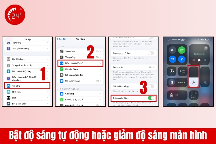 Bật độ sáng tự động để tiết kiệm pin