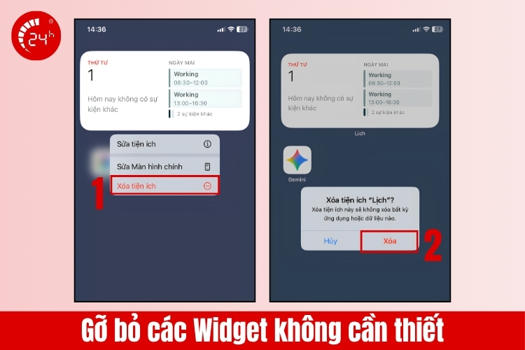 Gỡ bỏ các Widget không cần thiết để tiết kiệm pin