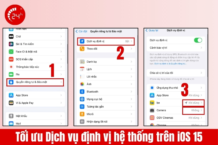 Tối ưu dịch vụ định vị hệ thống trên iOS 15