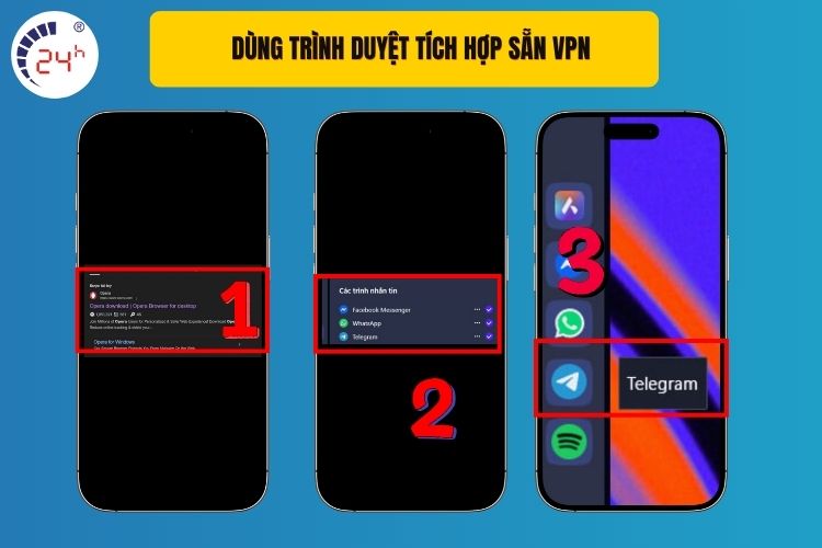 Dùng trình duyệt tích hợp sẵn VPN