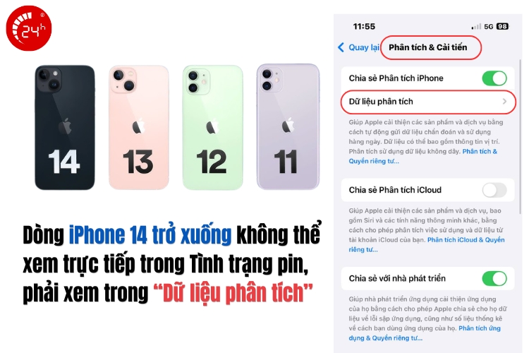 cách xem số lần sạc pin trên iphone 11 12 13 14