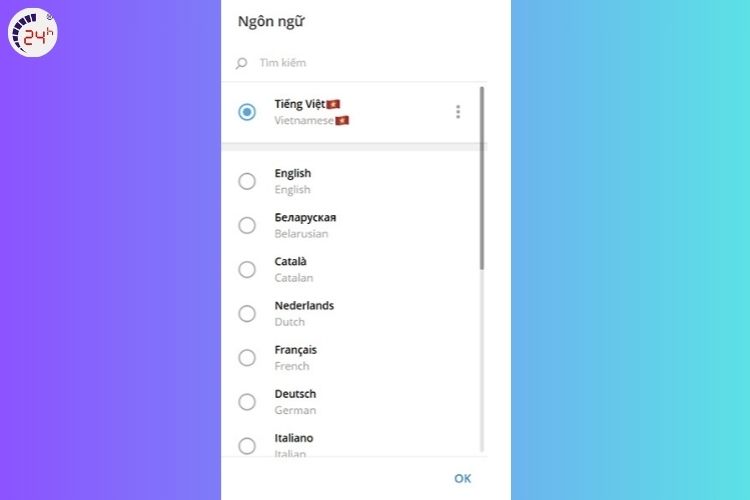 Bước 3 của cách cài đặt ngôn ngữ khác cho Telegram
