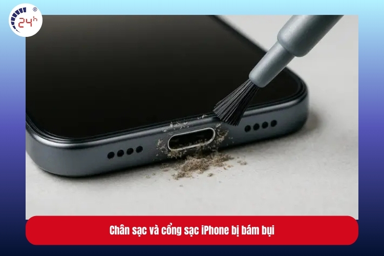 Chân sạc và cổng sạc iPhone bị bám bụi là nguyên nhân gây chân sạc pin iPhone bị cháy