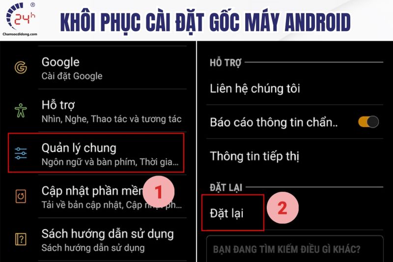 Khôi phục cài đặt gốc cho màn hình điện thoại Android bị cháy