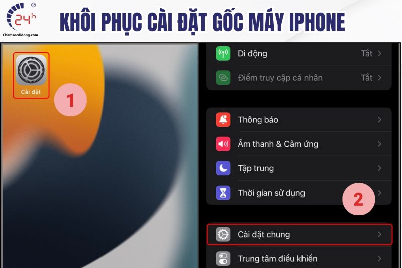 Khôi phục cài đặt gốc cho lỗi cháy màn hình điện thoại iPhone 