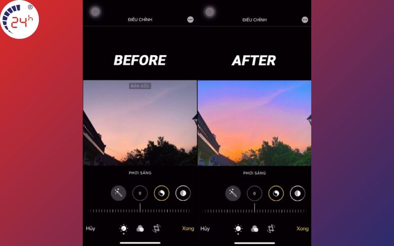Cong thuc chinh anh tren iPhone khong can app cho anh hoang hon
