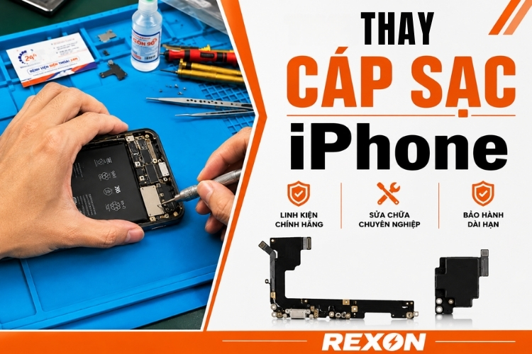 Thay cáp sạc iPhone chính hãng Rexon