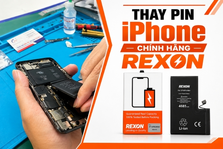 Thay pin iPhone chính hãng Rexon