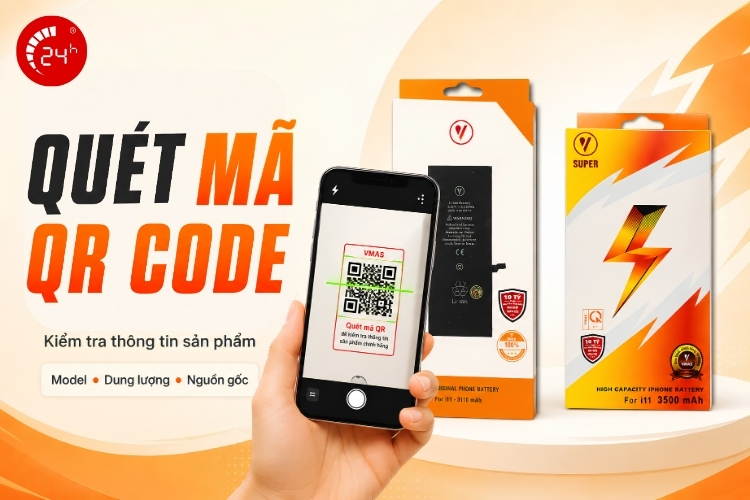 Quét QR kiểm tra pin VMAS chuẩn