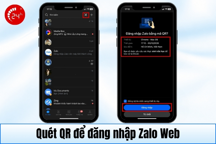 Đăng nhập Zalo Web quét mã QR B2